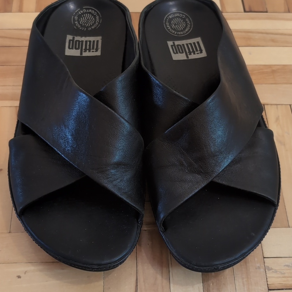 Fitflop KYS Black Leather Slides
